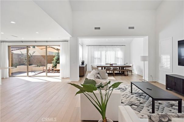 Dining room, Interior, Living room, Recessed Lighting, Wood Texture Flooring