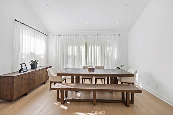 Dining room, Interior, Recessed Lighting, Wood Texture Flooring