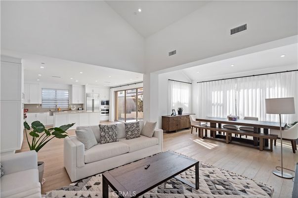 Dining room, Interior, Kitchen, Living room, Recessed Lighting, Stainless Steel Appliances, Wood Texture Flooring