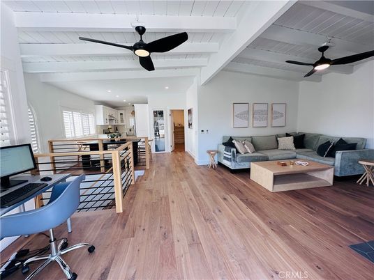 Dining room, Interior, Kitchen, Living room, Recessed Lighting, Wood Texture Flooring
