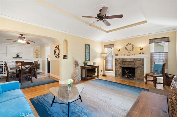 Dining room, Fireplace, Interior, Living room, Wood Texture Flooring