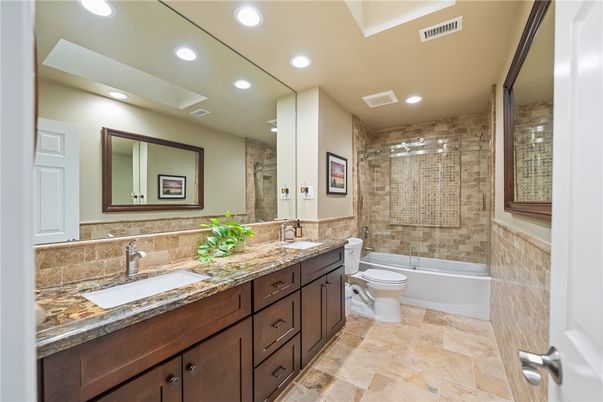 Bathroom, Dual Sink Vanities, Glass Shower, Interior, Recessed Lighting