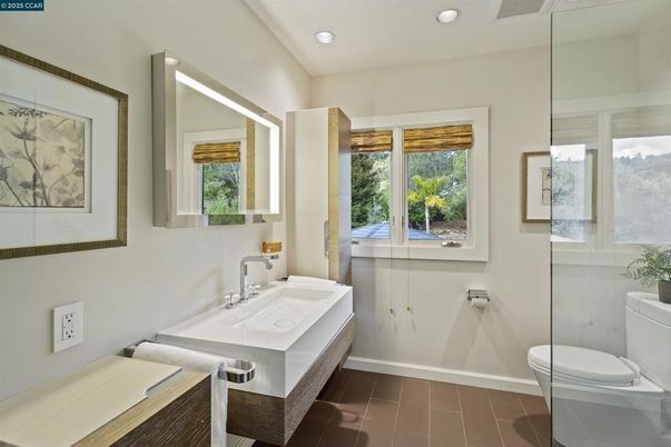 Bathroom, Interior, Recessed Lighting, Wood Texture Flooring
