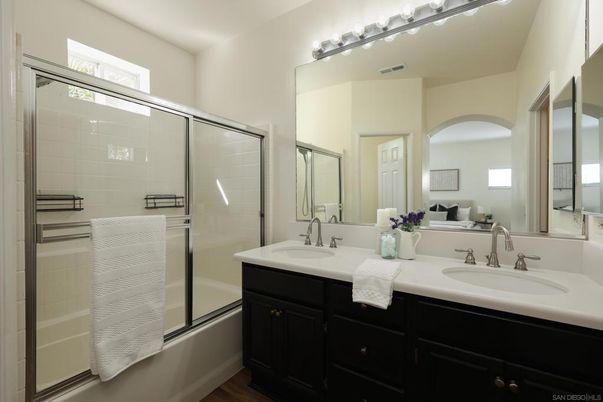 Bathroom, Dual Sink Vanities, Glass Shower, Interior