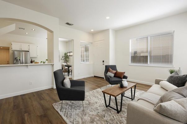 Interior, Kitchen, Living room, Pendant Lights, Recessed Lighting, Stainless Steel Appliances, Wood Texture Flooring