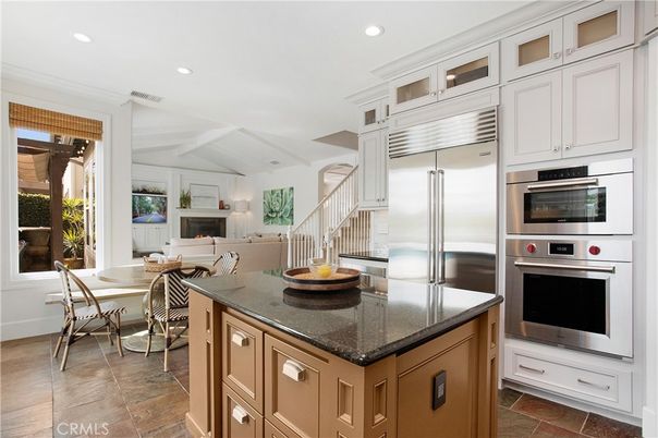 Dining room, Fireplace, Interior, Kitchen, Recessed Lighting, Stainless Steel Appliances