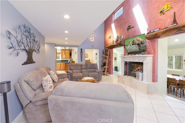 Fireplace, Interior, Kitchen, Living room, Recessed Lighting