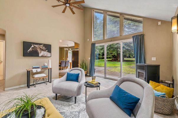 Dining room, Fireplace, Interior, Living room, Recessed Lighting, Sun Room