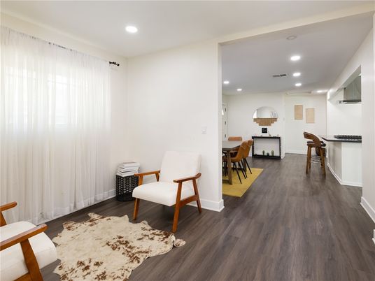 Dining room, Interior, Recessed Lighting, Wood Texture Flooring
