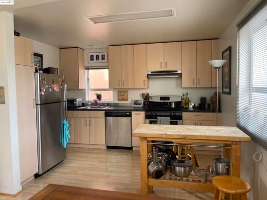 Interior, Kitchen, Stainless Steel Appliances, Wood Texture Flooring