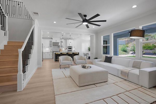 Interior, Kitchen, Living room, Pendant Lights, Recessed Lighting, Stainless Steel Appliances, Wood Texture Flooring