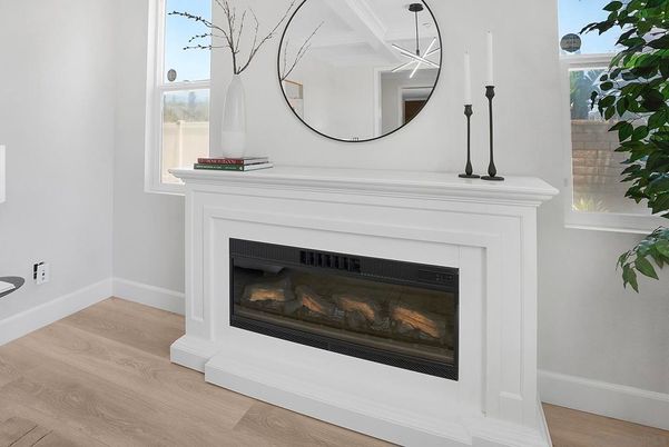 Fireplace, Interior, Wood Texture Flooring