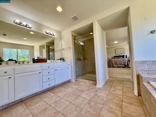 Bathroom, Dual Sink Vanities, Glass Shower, Interior, Recessed Lighting