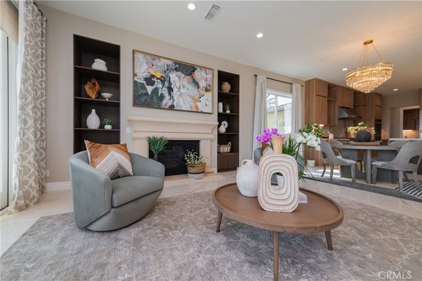 Chandelier, Dining room, Fireplace, Interior, Kitchen, Recessed Lighting