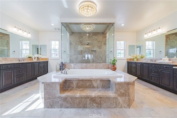 Bathroom, Dual Sink Vanities, Glass Shower, Interior, Recessed Lighting