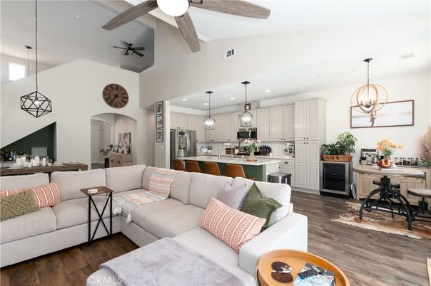 Interior, Kitchen, Living room, Pendant Lights, Recessed Lighting, Stainless Steel Appliances, Wood Texture Flooring