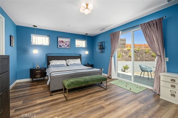 Bedroom, Interior, Pendant Lights, Wood Texture Flooring