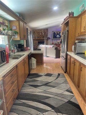Interior, Kitchen, Living room, Recessed Lighting, Tile Countertops, Wood Texture Flooring