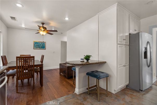 Dining room, Interior, Kitchen, Recessed Lighting, Wood Texture Flooring