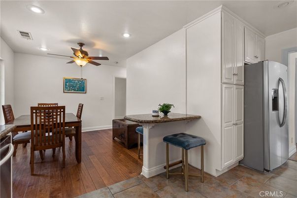 Dining room, Interior, Kitchen, Recessed Lighting, Wood Texture Flooring