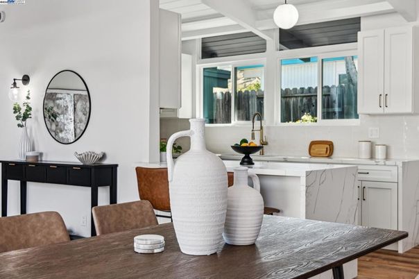 Interior, Kitchen, Pendant Lights, Wood Texture Flooring