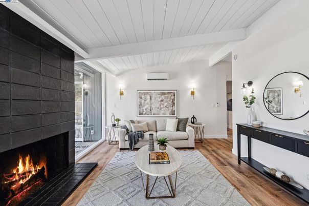 Fireplace, Interior, Living room, Wood Texture Flooring
