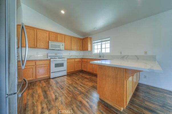 Interior, Kitchen, Recessed Lighting, Wood Texture Flooring