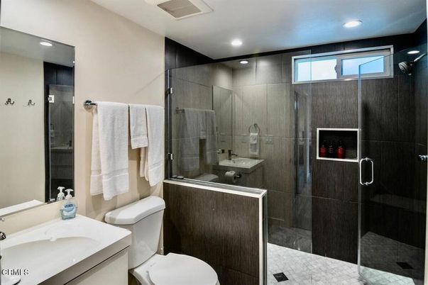 Bathroom, Glass Shower, Interior, Recessed Lighting