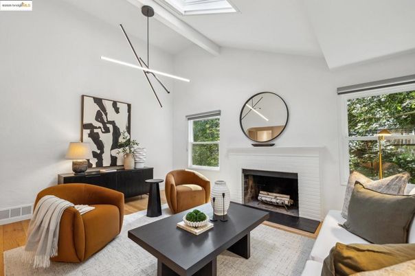 Fireplace, Interior, Living room, Pendant Lights, Wood Texture Flooring