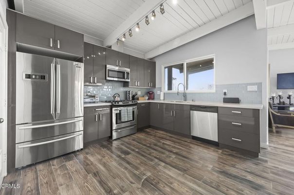 Interior, Kitchen, Stainless Steel Appliances, Wood Texture Flooring