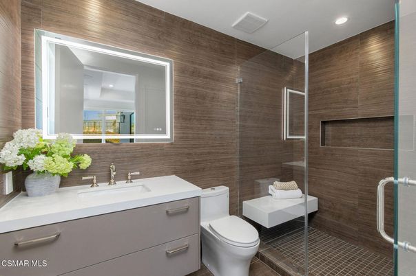 Bathroom, Glass Shower, Interior, Recessed Lighting