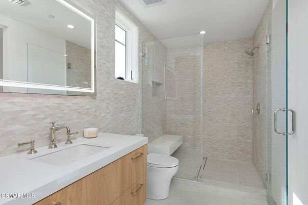Bathroom, Glass Shower, Interior, Recessed Lighting