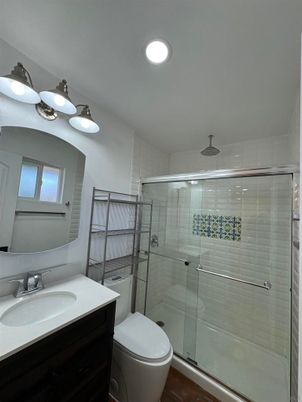 Bathroom, Glass Shower, Interior, Recessed Lighting
