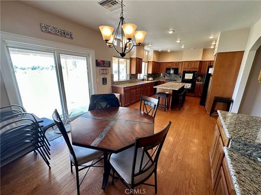 Chandelier, Dining room, Interior, Kitchen, Recessed Lighting, Wood Texture Flooring
