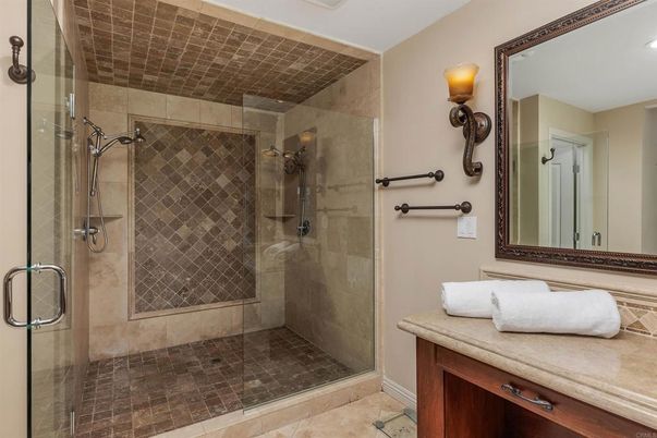 Bathroom, Glass Shower, Interior, Recessed Lighting