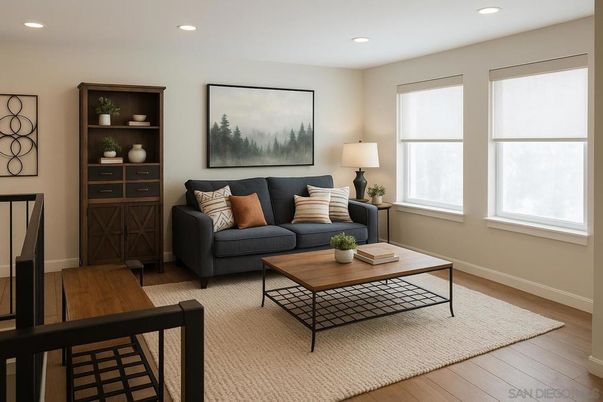Interior, Living room, Recessed Lighting, Wood Texture Flooring