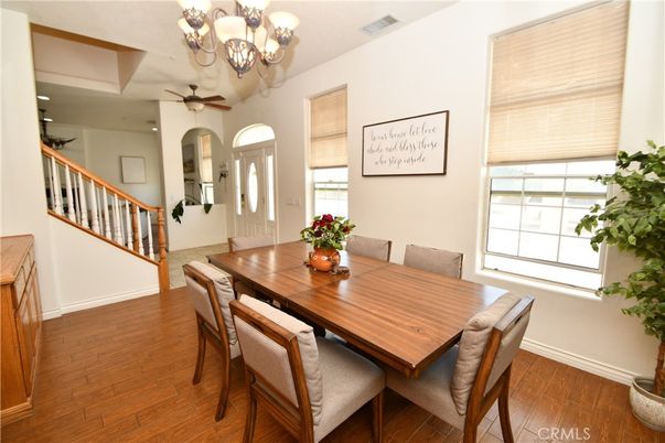 Chandelier, Dining room, Interior, Recessed Lighting, Wood Texture Flooring