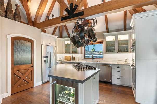 Interior, Kitchen, Stainless Steel Appliances, Wooden Beams, Wood Texture Flooring
