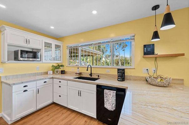Interior, Kitchen, Pendant Lights, Recessed Lighting, Wood Texture Flooring