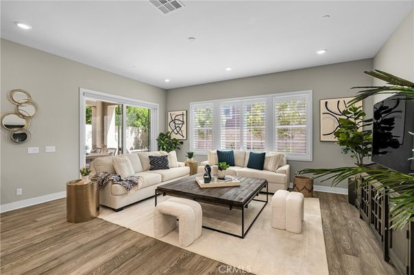 Interior, Living room, Recessed Lighting, Wood Texture Flooring