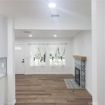 Fireplace, Interior, Recessed Lighting, Wood Texture Flooring