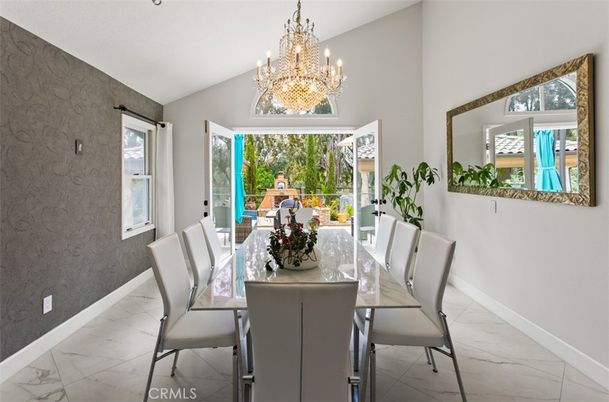 Chandelier, Dining room, Interior, Marble