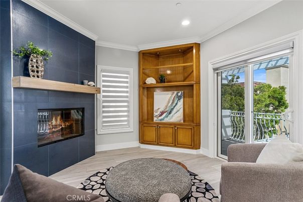 Fireplace, Interior, Recessed Lighting, Wood Texture Flooring