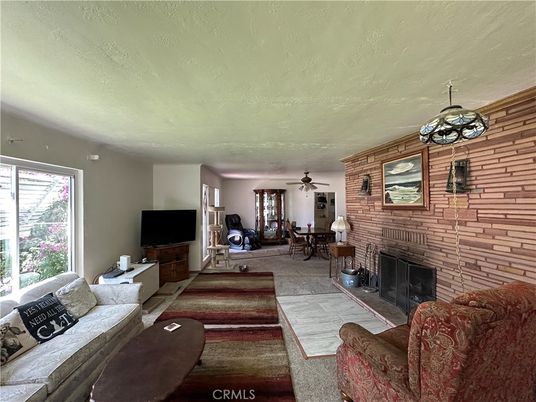 Dining room, Fireplace, Interior, Living room, Stone Walls
