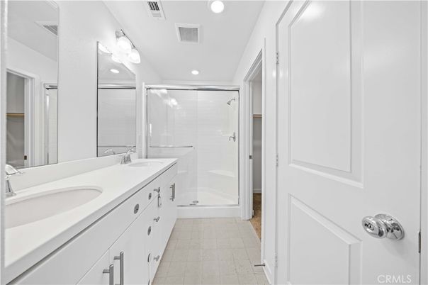 Bathroom, Dual Sink Vanities, Glass Shower, Interior, Recessed Lighting