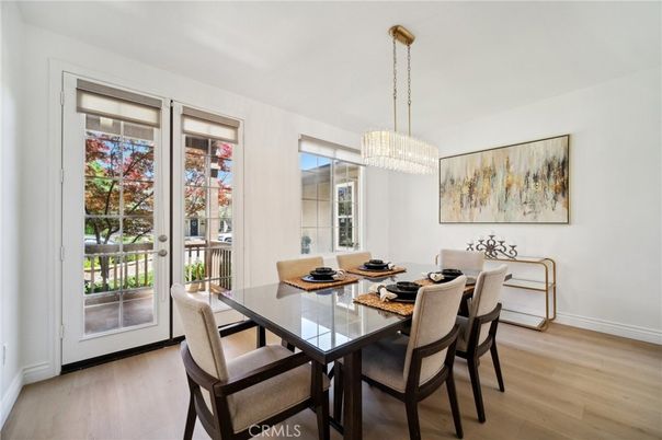 Chandelier, Dining room, Interior, Wood Texture Flooring
