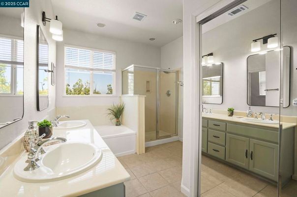 Bathroom, Dual Sink Vanities, Glass Shower, Interior, Recessed Lighting
