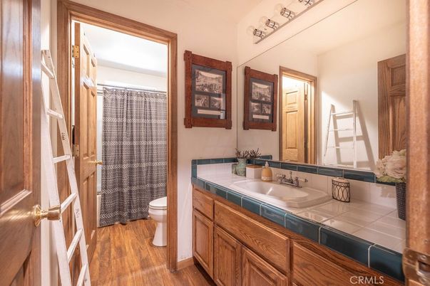 Bathroom, Interior, Tile Countertops, Wood Texture Flooring