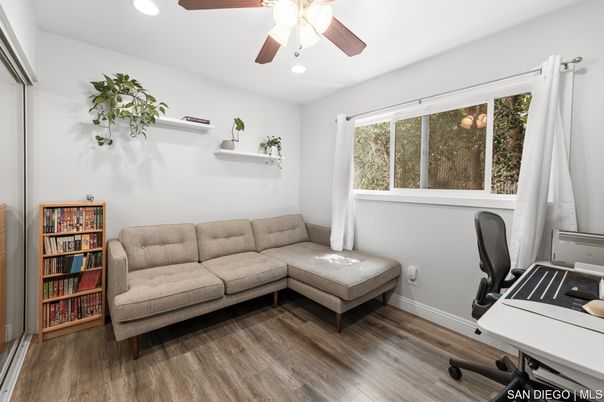 Home Office, Interior, Recessed Lighting, Wood Texture Flooring