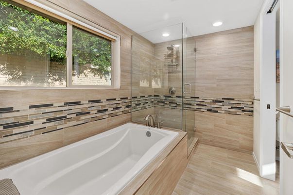 Bathroom, Glass Shower, Interior, Recessed Lighting